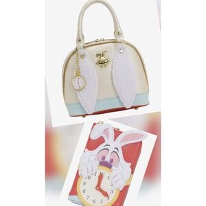 NEW Loungefly Disney Alice in Wonderland White Rabbit Handbag And WALLET SET
